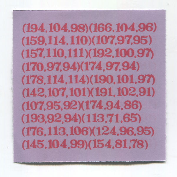 Zhao Yao Jing Zhen Hong RGB (I), 2023-2025 Numerals, water-based ink, paint, pencil, spiral book, paper, spot-color printing Variable numbers of paper (75 × 75 mm each)