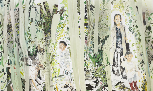 Chris Huen Sin-Kan MuiMui, Balltsz, Joel, Haze and Tess, 2021 Oil on canvas 240 x 400 cm