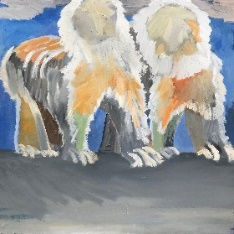 Tang Dixin Double beast , 2018 Oil on canvas 80 x 80 cm