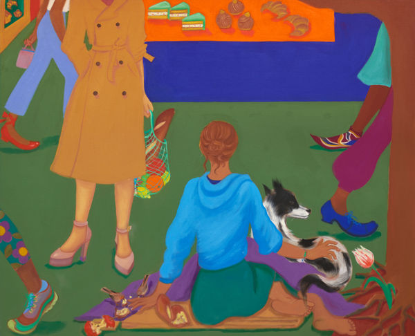 Maria Farrar Woman feeding birds, 2021 Oil on linen 170 x 210 cm