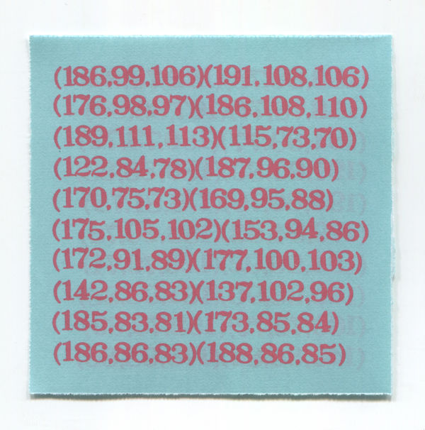 Zhao Yao Jing Zhen Hong RGB (II), 2025 Numerals, water-based ink, paint, pencil, spiral book, paper, spot-color printing Variable numbers of paper (75 × 75 mm each)