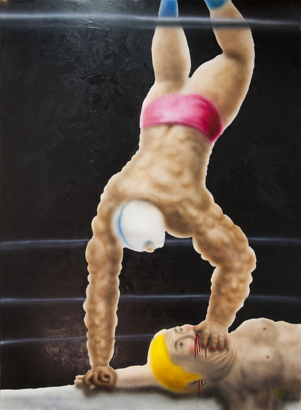 ¥ouada dong!!!, 2018 Acrylic on canvas, spray paint 200 x 150 cm