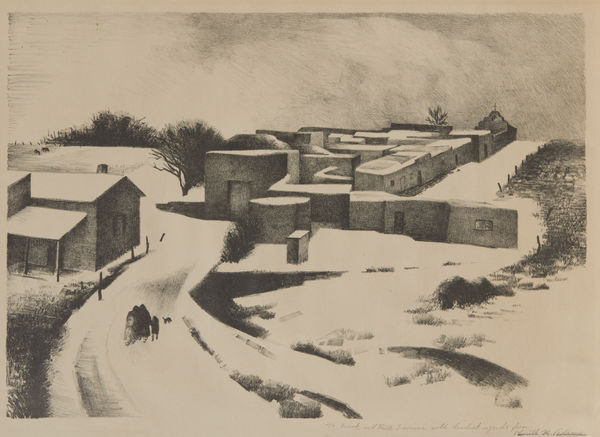 Kenneth Adams, Winter Scene in Taos (Pueblo in Winter), d. 1929