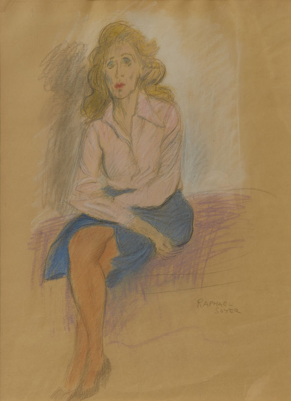 Raphael Soyer, Blonde in Blue Skirt, c. 1960