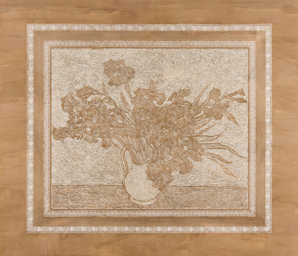 Pavel Acosta Irises by Vincent van Gogh, From the series 'Stolen from the Met', 2022 Watercolor on paper 54 x 60 in