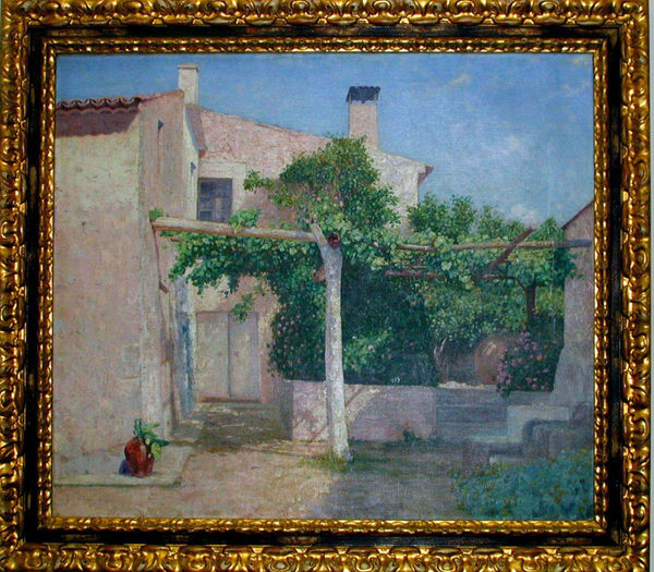 Domingo Ramos, Frente de casa con enredadera y jarron, 1924