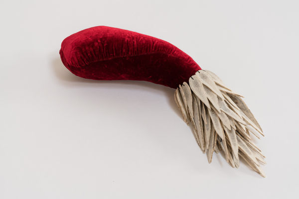 Susie MacMurray Foundling, 2020 Sliced deer antlers, red silk velvet & stuffing 10 x 44 x 10 cm 4 x 17 3/8 x 4 in Unique