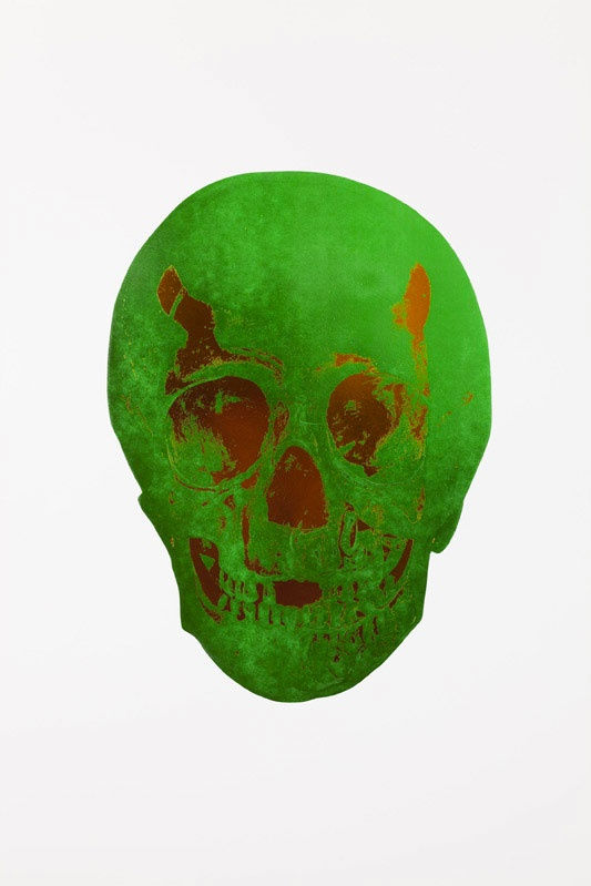 Damien Hirst, Lime Green/Island Copper Skull, 2009