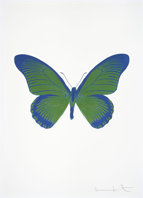 Damien Hirst, The Souls IV - Leaf Green/Frost Blue/Frost Blue Damien Hirst butterfly foil print for sale Damien Hirst print for sale , 2010