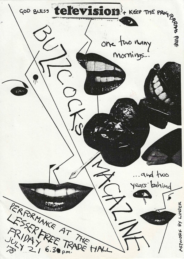 Linder, Flyer for Buzzcocks and Magazine gig at Lesser Free Trade Hall, Manchester, 1978, 1978