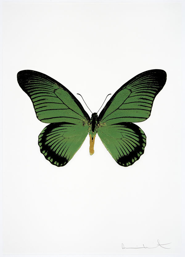 Damien Hirst, The Souls IV - Leaf Green/Raven Black/Oriental Gold Damien Hirst butterfly foil print for sale Damien Hirst print for sale , 2010