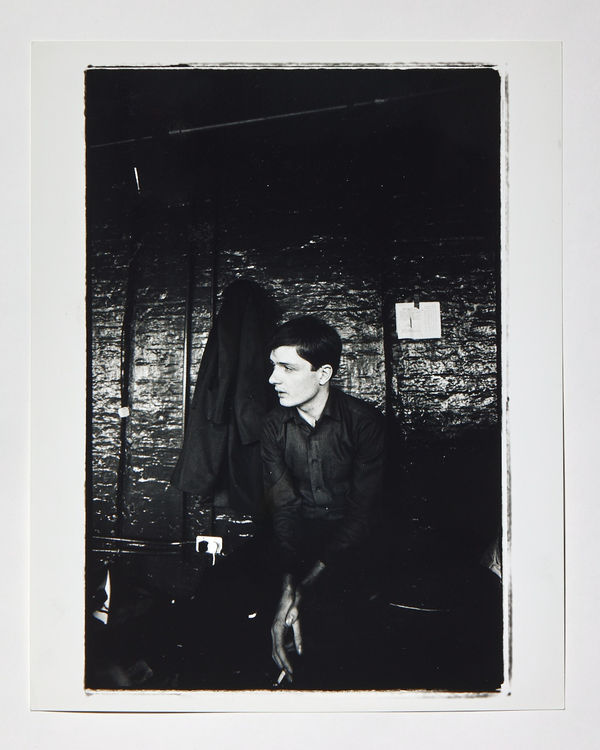 Kevin Cummins, Ian Curtis, TJ Davidson’s Rehearsal Room, Little Peter Street, Manchester, 19 August 1979