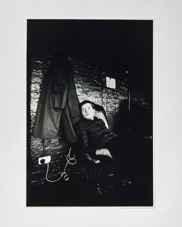 Kevin Cummins, Ian Curtis, TJ Davidson’s Rehearsal Room, Little Peter Street, Manchester, 19 August 1979