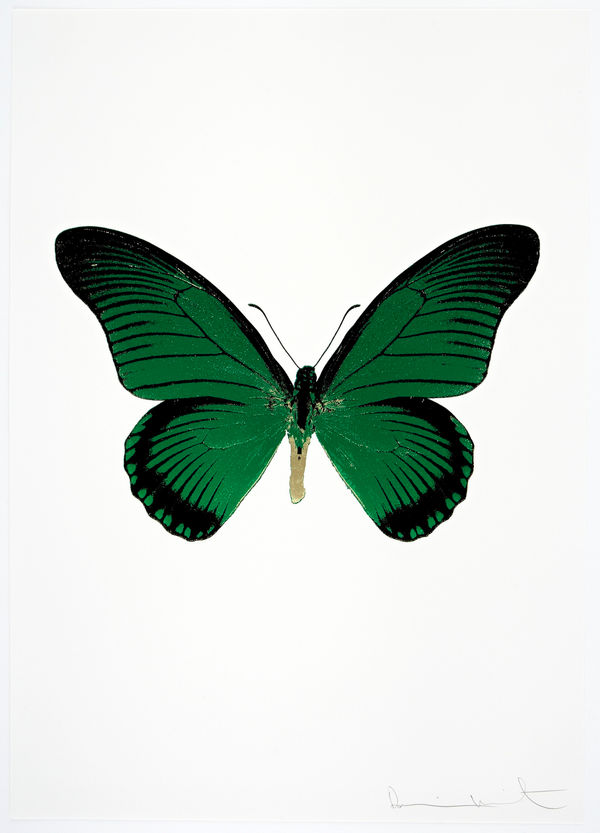 Damien Hirst, The Souls IV - Emerald Green/Raven Black/Cool Gold Damien Hirst butterfly foil print for sale Damien Hirst print for sale , 2010