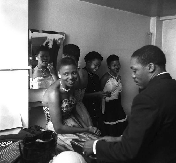 Bob Gosani, Miriam Makeba and The Skylarks backstage, Shantytown, Johannesburg City Hall, 1955