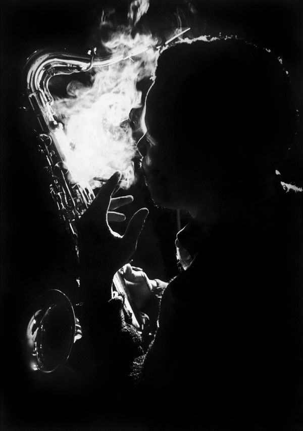 Alf Kumalo, Saxophonist Winston Mankunku takes a break during the recording of his legendary debut album Yakhal' Inkomo, 1968, printed 2025