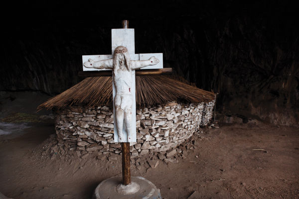 Paul Weinberg, Izangoma (healers), izinyanga (herbalists) as well as followers of various Zion-based churches often frequent the Motouleng caves for spiritual fulfilment. Formal and informal pilgrimages are common occurrences, Motouleng Caves, near Clarens, Free State, 2019-21