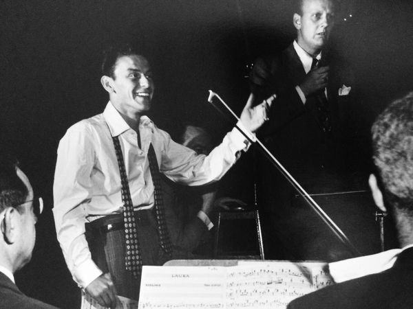 William Gottlieb, Frank Sinatra "Laura" (Standing, Smiling, & Arm Raised), 1947
