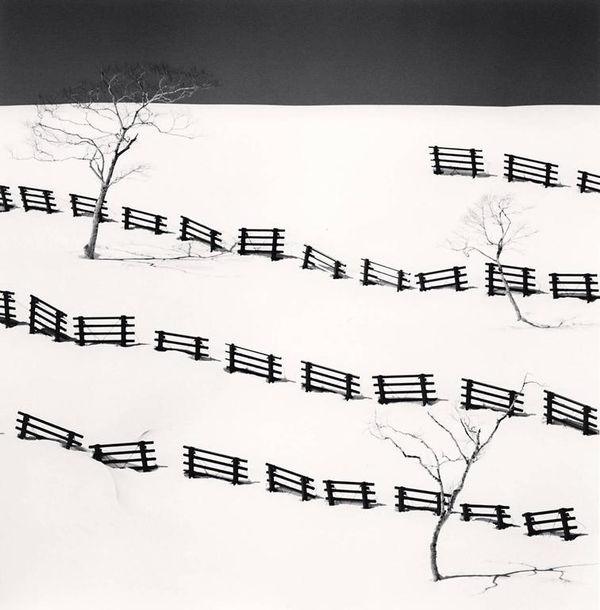 Michael Kenna Thirty One Snow Fences, Bihoro, Hokkaido, Japan, 2016 Gelatin Silver Print 16"x20" Edition of 4
