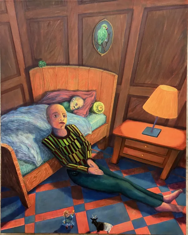 Andriu Deplazes, Körper mit mehreren Kissen im Bett (Body with several pillows in bed), 2026