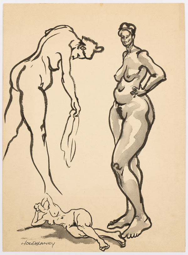 Joseph Delaney, Nude Figure Studies (Standing Poses), 1935, c.