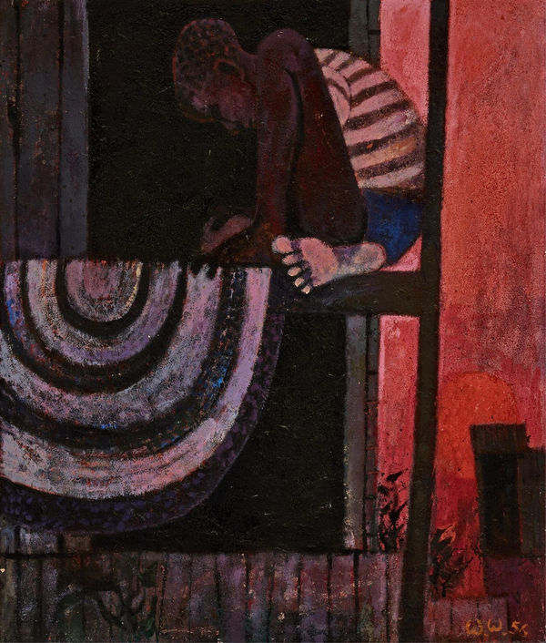 Walter Henry Williams Back Porch, 1956 Oil and sand on masonite 33 7/8 x 28 3/4 in. 86 x 73 cm