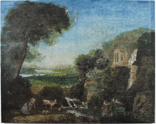 Ripley Whiteside, D'après / After George Barret's Italianate Landscape with a Capriccio View of Tivoli, a Shepherd and Shepherdess and Cattle, 2025