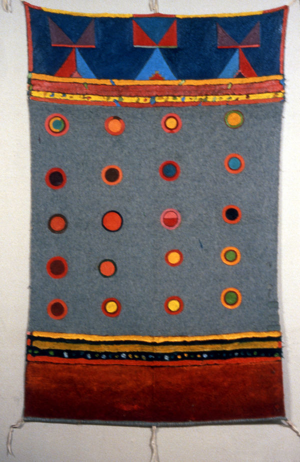 A Smallpox Issue, 1983 Couverture, huile, cuir brut / Blanket, oil, rawhide Bob Boyer 75 x 48 in 190 x 122 cm