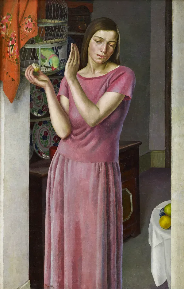 Dod Procter, Girl with a Parrot, c. 1925