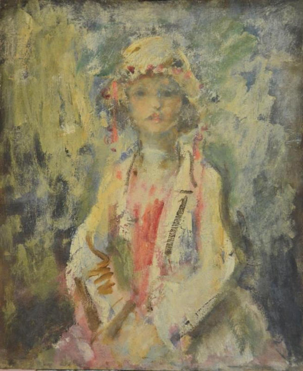 Ambrose McEvoy, Portrait sketch of a Young Girl in white, possibly Miss Anna McEvoy, the artist’s daughter, c. 1919