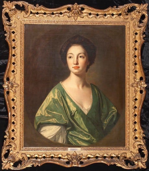 George Romney, A Portrait of Mary Wilson (1746-1820), Half-Length, wearing a Green Dress, late 1760s