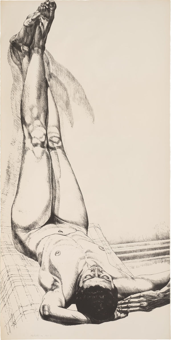 Philip Pearlstein, Female Nude with Legs Up / B&W, 1976