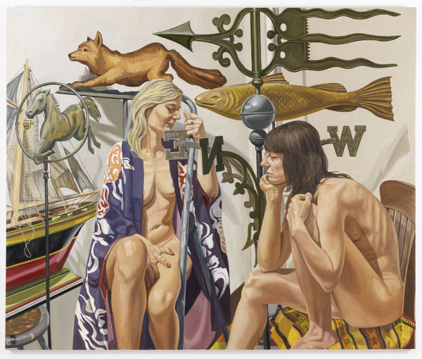 Philip Pearlstein, Two Models with Weathervane Fox, Fish, Horse and Boat, 2008