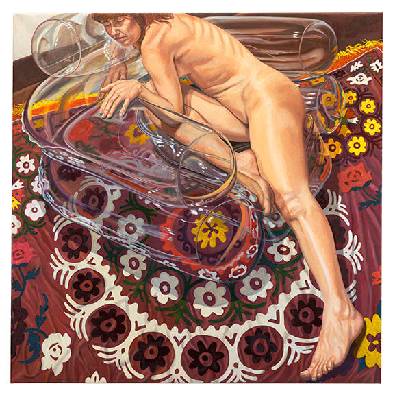 Philip Pearlstein, Model on Clear Plastic Chair with Floral Rug, 2011