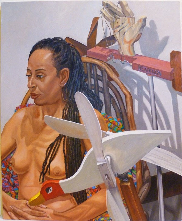 Philip Pearlstein, Model with Two Whirligigs, 2010