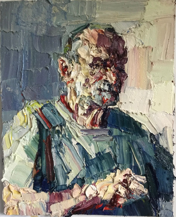 George Rowlett Self-portrait at 81, Morning and Afternoon Light, 2022 Oil on board 76 x 61 cm 29 7/8 x 24 in