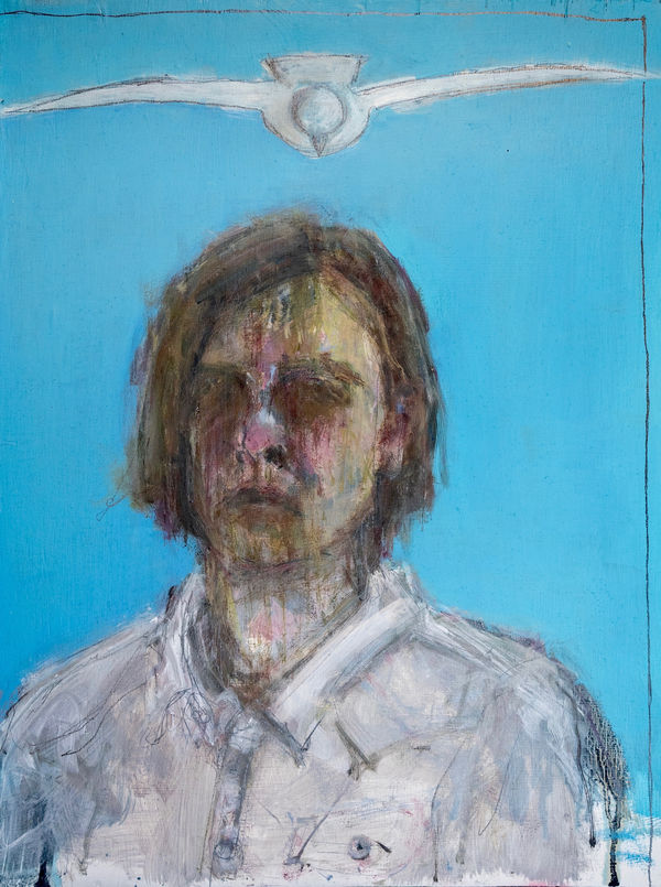 Dominika Prinzova Dominika in Love, 2023 Oil and pencil on wood 40 x 30 cm 15 3/4 x 11 3/4 in