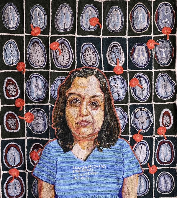 Manasa Prya Dhulipalla Way of seeing, 2024 Crochet and embroidery 121 x 121 x 1 cm 47 5/8 x 47 5/8 x 3/8 in