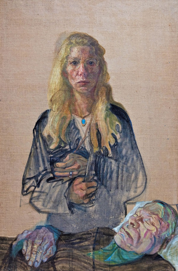 Eugenie Vronskaya Now You Are Dead, 2023 Oil on hessian 155 x 101 cm 61 x 39 3/4 in