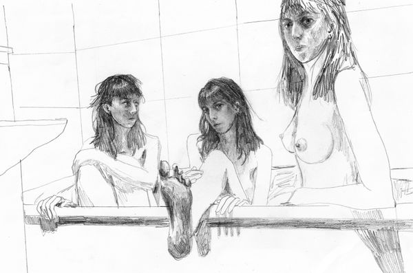 Maayan Sophia Weisstub Me, Myself and I in the Bathroom, 2022 Pencil on paper 28 x 21 cm 11 x 8 1/4 in