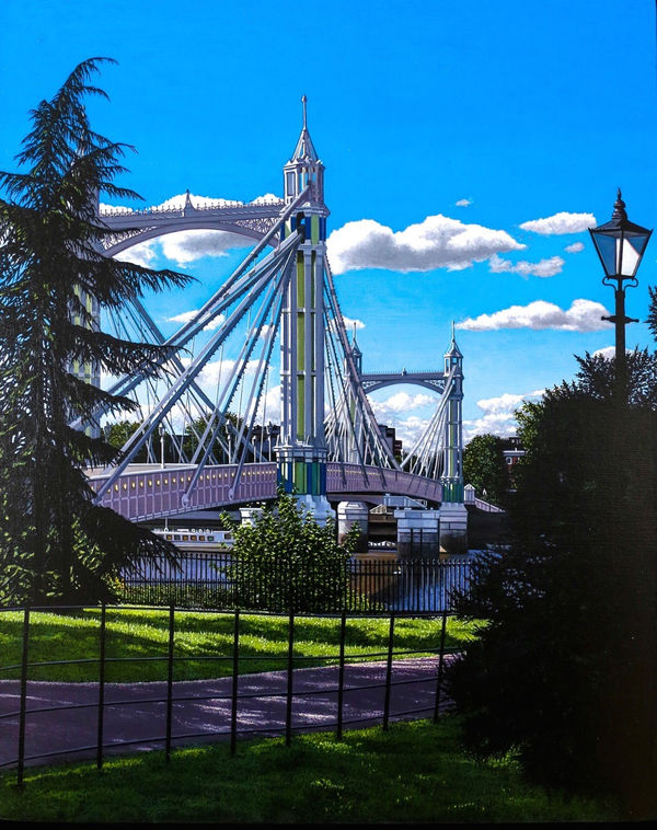 Christian Marsh Albert Bridge Oil on canvas 50 x 40 cm