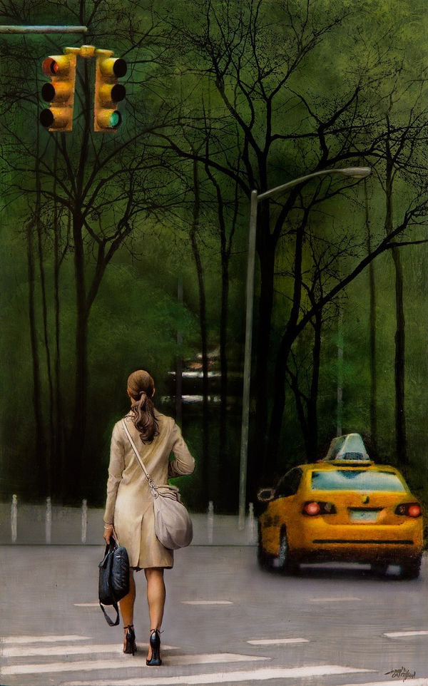 Andres Castellanos Executive Woman Acrylic on panel 60 x 35 cm