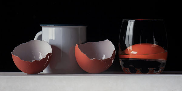 Pedro Campos Eggs V Oil on canvas 97 x 195 cm