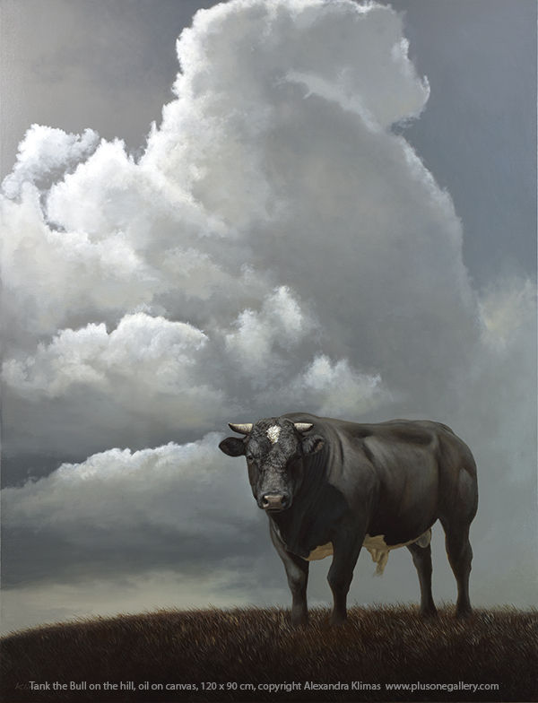 Alexandra Klimas Tank the Bull on the Hill Oil on canvas 120 x 90 cm