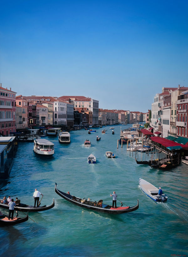 Christian Marsh Rialto Bridge, Venice Oil on canvas 75 x 55" 190cm x 140cm