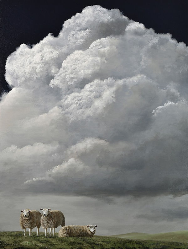 Alexandra Klimas Sheep on the Hill Oil on canvas 80 x 60 cm