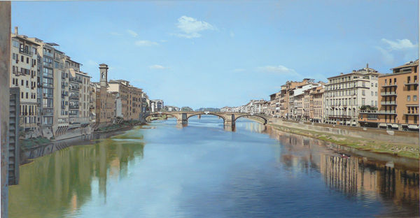 David Wheeler, View of the River Arno from Ponte Vecchio Bridge, Florence