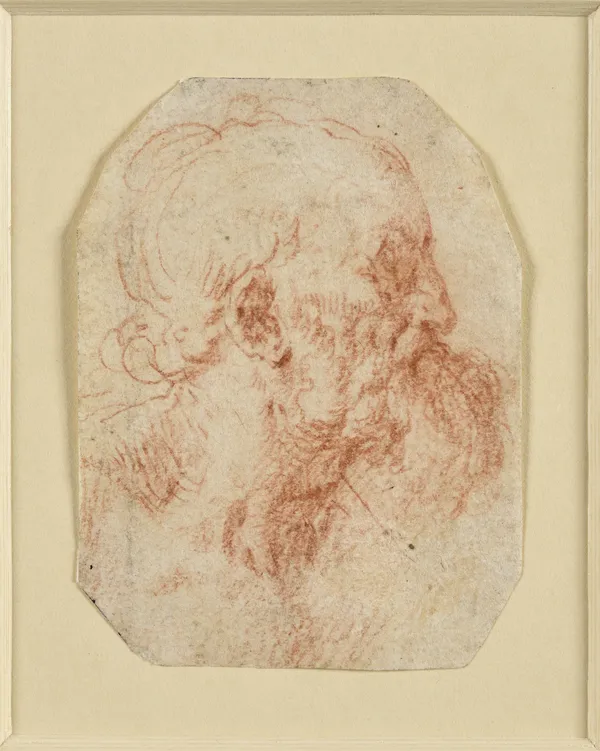 Milanese School, in the tradition of Leonardo da Vinci, 16th century, Study of a bearded man in profile to the right
