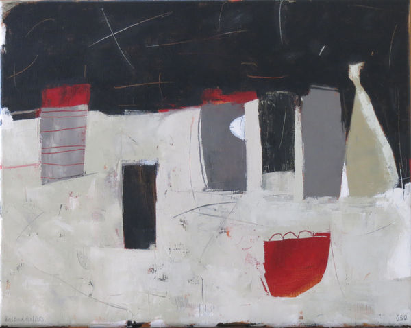 Ann Armitage Red Bowl and Pots, 2021 signed to verso oil on linen h. 40 x w. 50 cm