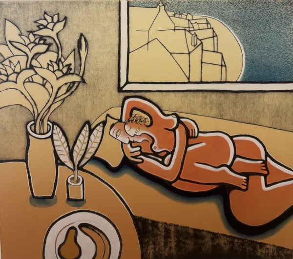 Trevor Price b. 1966The Lazy Afternoon Signed and titled. Numbered from the edition of 100. Drypoint, etching and relief on paper. Image size: h 43 x w 39 cm. Frame size: h 66 x w 68 cm. Edition of 100 (Edition record)